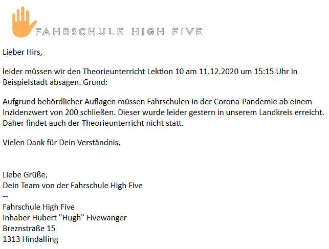 Absagemail Mail 20201208